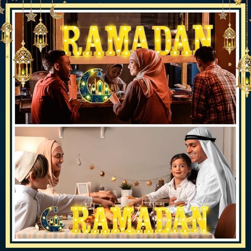 Aurelema 8 Pcs Ramadan Decorations LED Letter Lights Signs - Image 4