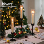 Hewory Black Taper Candle Holders: Candlestick Holders Set of 3 Hurricane Glass Tall Candle Holder for Candlesticks Candle Sticks Holder Decor for Table Centerpiece Wedding Party Christmas Decorations - Image 2