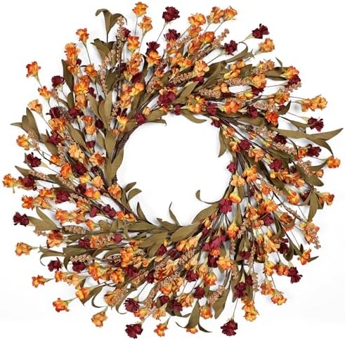 24in Fall Wreaths for Front Door Handcrafted Paper Flower Wreath by CHEAWRTZ