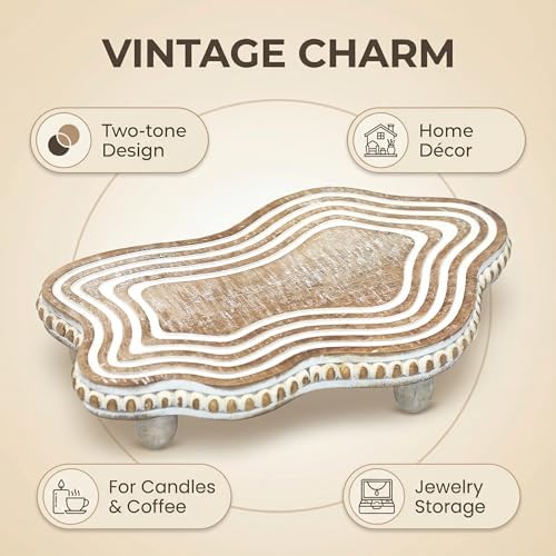 Wood Riser for Kitchen Counter, Wavy Wooden Trays for Decor, Cloud Shapes - Image 5