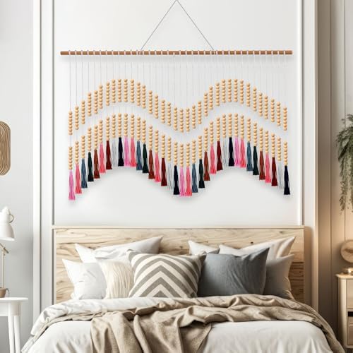 Tiamon Boho Wall Decor - 59'' W x 42'' L Macrame Wall Hanging Large Tapestry Art for Bathroom Farmhouse Bedroom Living Room Nursery Classroom Bohemian Natural Modern Rustic Style Decoration - Image 6
