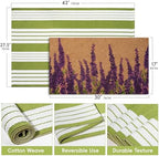 2 PCS Lavender Floral Welcome Door Mat Set, 17"x30" Coir Doormat with Non-Slip Backing & Green White Striped Mat, Farmhouse Spring Doormat for Front Porch, Patio, Entryway Spring Home Decor - Image 2