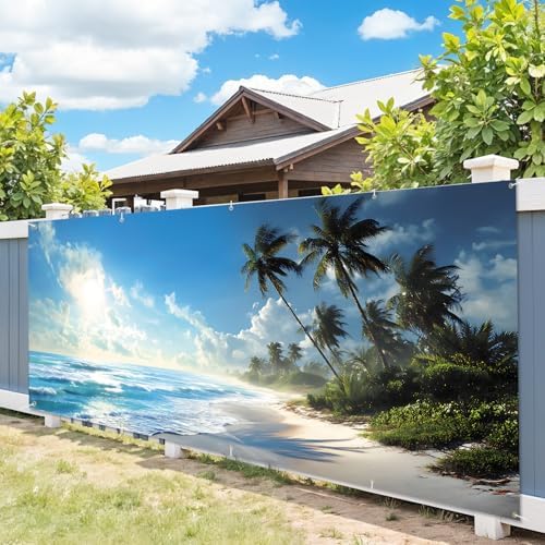 7 * 16FT Summer Garage Door Cover Decorations Sunset Palm Trees Garage Door Banner for Outdoor Indoor Summer Party Photography Backdrop (Summer Beach, 7 * 16 ft) - Image 5