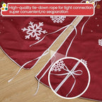 Large Christmas Burlap Tree Skirt Snowflake,84 Inch,Red - Image 4