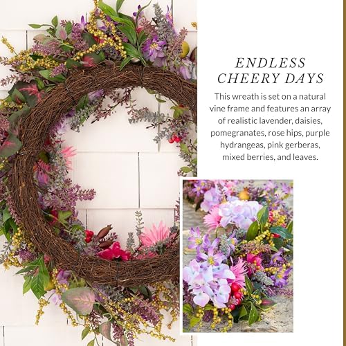 Balsam Hill Outdoor Vibrant Summer Bloom Spring & Summer Wreath - 22" Premium UV-Protected Floral Door Wreath for Front Door, Patio, & Sun-Drenched Outdoor Display - Image 4