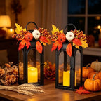 Bdor Fall Lanterns LED Candles 2 Pack 16 Inch Thanksgiving Decor Timer - Image 4
