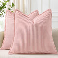 decorUhome Fall Corduroy Pink Throw Pillow Covers 22x22 Set of 2 by decorUhome