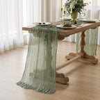 Sage Green Cheesecloth Table Runner 120 Inches for Party Home Decorations - Image 2