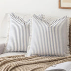 YEENAASY Throw Pillow Covers 16x16 Boho Striped Pillow Cases with Tassel by YEENAASY