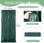 Green Sequin Backdrop Curtains,2 Panels 4FTx8FT Curtain Backdrop for Party - Image 2