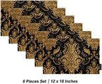 Loom and Mill Luxury Chenille Damask Placemats for Halloween,Set of 6,Black - Image 3