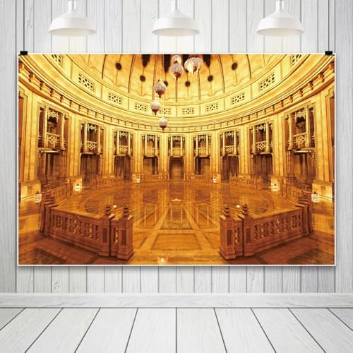 Leowefowa Palace Backdrops for Photography 12x10ft Palace Hall Backdrops Palace Background Golden Hall Party Decorations Grand Palace Backdrops for Parties Vinyl - Image 3