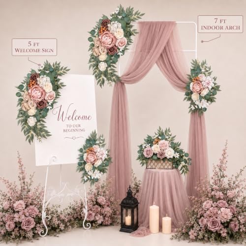 Artificial Wedding Arch Flowers Floral Swag Welcome Sign Ceremony Decor - Image 4