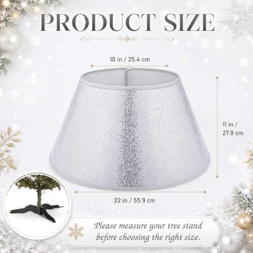 Fabric Christmas Tree Collar 24 Inch Silver Christmas Tree Stand Base Cover - Image 2