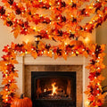 3Pack 9Ft 50 LED Maple Leaf Garland Battery Operated with Timer,8 Modes Waterproof Fall Decorations for Home Fall Garland with Lights for Fall Thanksgiving Table Harvest Home Indoor Decorations by Efunly