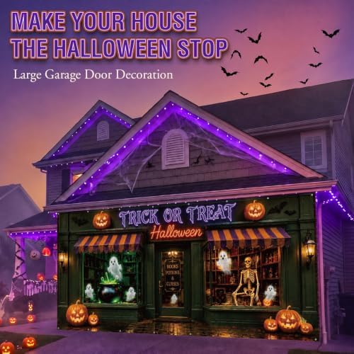 WovWeave 7 x 16 Ft Halloween Garage Door Cover Banner, Trick or Treat - Image 7