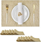 Leetaltree Gold Placemats Set of 12 - Heat Resistant Non-Slip Place mats for Dining Table, Washable Durable PVC Vinyl Woven Table Mats(Luxury Gold, 12) by Leetaltree-ArtatEveryTable