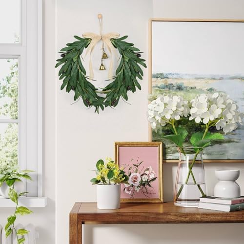 Spring Wreath for Front Door Artificial Olive Leaf & Fruit Wreath- Heart Shaped Greenery Hanging Olive Bunch for Summer All Season Outdoor Indoor Farmhouse Wall Front Porch Window Decor - Image 4