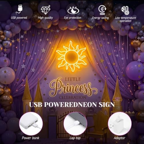 Zhengmy Princess Sun Neon Sign USB Powered LED Light for Princess Decor - Image 4