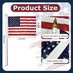 8x12 inch Small American Flags on Stick 12 Pcs for Yard Garden, Mini Hand Held US USA Flags with Stainless Steel Pole Stakes for Outside Lawn Planter 4th of July Decorations - Image 2