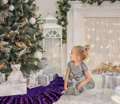 Purple Christmas Tree Skirt 45 Inch Ruffle Tree Skirt Halloween - Image 3