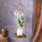20" High Versatile Modern Metal Hurricane Lantern with Handmade Sturdy Glass Dome in Antique Brass for Pillar Candle & Plants, Industrial, Farmhouse, Shabby Chic (Brass, 7.5"x20") - Image 6