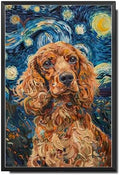 Metal Sign Vintage Tin Sign Cocker Spaniel Starry Night Cocker Lively Cocker in Night for Home Garden and Seasonal Celebrations Corrosion Resistant Aluminum 6×8 Inches with Metal Frame by YmyooForTinSign