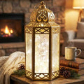 Vela Lanterns Decorative Indoor Fairy Light Ramadan Candle Holder, Gold, L by VelaCandleLanterns