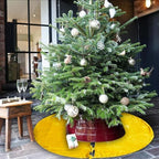 Sophia-Art Christmas Tree Skirt, Luxury Velvet Plush Skirt, Xmas Decoration Holiday Party Décor, Soft Velvet Home Décor Merry Christmas Party Christmas Tree Decorations (Lime Yellow,56 Inch) - Image 3