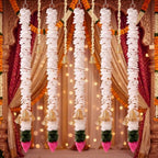 Suncalla 10 Pcs Diwali Decorations 32 Inch Lotus Hangings Indian Garlands - Image 3