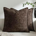 DEZENE Pack of 2 Chocolate Brown Decorative Throw Pillow Covers 24x24 Cozy Soft Chenille Accent Vintage Square Couch Pillow Covers for Home Decor Bed Sofa Living Room by DEZENE