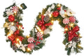 prelit 6ft Christmas Garland with 25 LED Lights with Timer, prelit red White Garland with Plenty Hand-Painted Ornaments,Festive Lighted Winter Decor for Front Door, Mantel, Stair & Fireplace by Vofuly