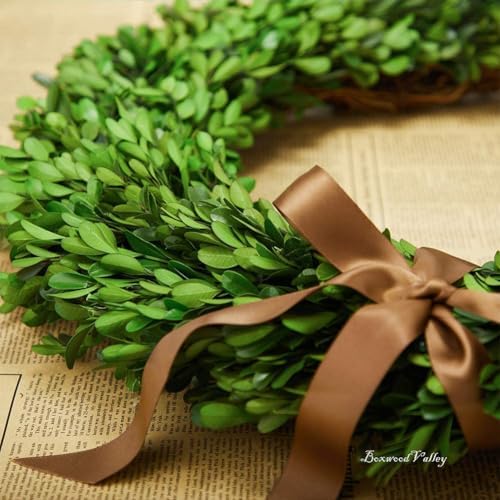 Boxwood Wreath 12 inch Preserved Nature Boxwood Wreath Home Decor Stay Fresh for Years for Door Wall Window Party Décor Spring Summer Fresh Green Wreath - Image 4