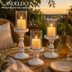 Candeldo White Wooden Hurricane Candle Holders for Pillar, Farmhouse Decor - Image 4