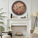CLXEAST 24 Inch Moving Gear Wall Clock for Living Room,World Map Design - Image 4