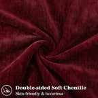 decorUhome Chenille Wine Red Velvet Throw Pillow Covers 24x24 Set of 2 - Image 2