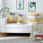 Yellow Blue Modern Tufted Embroidered Pillow Covers 16x16 Set of 2 - Image 7