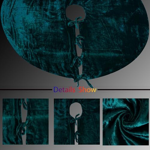 Sophia-Art Christmas Tree Skirt, Luxury Velvet Plush Skirt, Xmas Decoration Holiday Party Décor, Soft Velvet Home Décor Merry Christmas Party Christmas Tree Decorations (Teal Blue,14 Inch) - Image 4