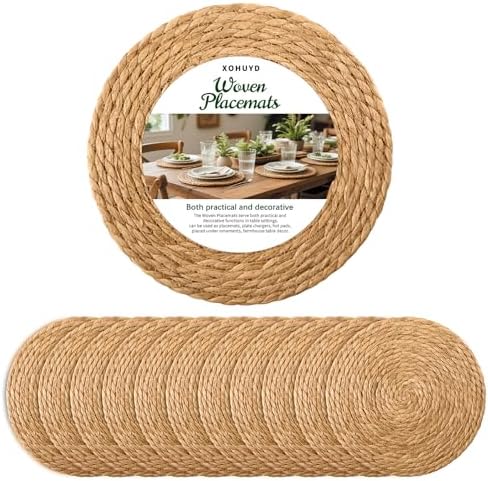 13" Round Woven Placemats Set of 12, Plate Chargers for Dining Table by XOHUYD