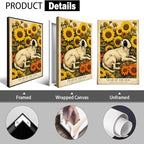 Chinese Lunar Year Of The Dog Wall Art – White Dog and Sunflower Painting for Bedroom Living Room and Gallery Decor – Fun Home Print Decoration Posters 8X12 in Wrapped Framed - Image 2