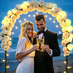 Flower Garland with Lights, 4 Packs 7FT White Floral Rose Flower Eucalyptus Garland Decor, Artificial Faux Leaves Greenery Vines for Table Runner Wedding Centerpieces Backdrop Decor (Warm Color) - Image 6