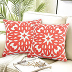 Alysheer Embroidered Decorative Throw Pillow Cover 18"x 18" Set of 2,Coral - Image 7