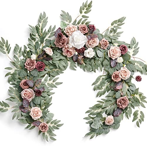 Ling's moment Dusty Rose Artificial Flower Garland Wedding Arch 6 FT by LingsMoment