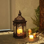 NEEDOMO Lanterns Decorative Indoor, 14.8'' Vintage Outdoor Lantern with Clear Glass, Metal Candle Holder for Front Porch, Patio, Wedding, Party, Home Kitchen Coffee Table Livinig Room Decor - Image 6