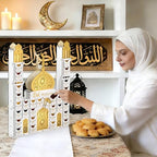 Ramadan Advent Calendar with 30 Drawers Lighted Wooden Eid Mubarak Mosque Countdown Calendar Fillable Large Ramadan Dates Gift Box for Islamic Muslim Home Table Decoration Family Party Supplies - Image 5