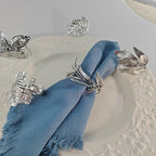 Bakayoyo Elegant Vintage Silver Herb Napkin Rings Set of 12 - Glossy Leaf Napkin Holders, Metal Table Adornment for Christmas, Thanksgiving, Weddings & Holiday Parties - Image 5