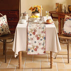 patdrea Designer Farmhouse Linen Thick Table Runner, Rustic Cottage Beige with Floral Pattern Fabric Table Mat, Decoration for Kitchen Dining Coffee Table Banquet Christmas , 12"*102" - Image 6