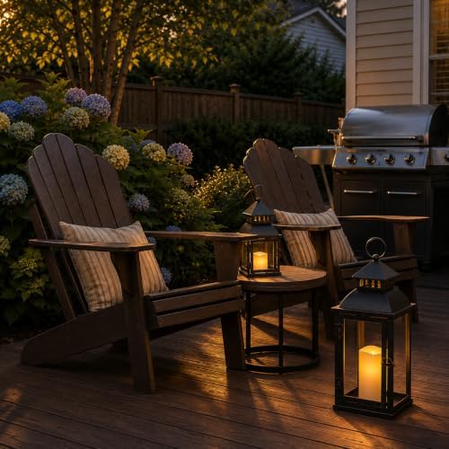 NEEDOMO LED Lanterns Decorative Outdoor&Indoor, Set of 2 Large Bronze Metal Lantern Decor with LED Candle, Lantern Decor for Porch, Patio, Garden, Balcony, Wedding, Spring Decorations (NO Glass) - Image 6