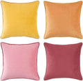 MONDAY MOOSE Decorative Throw Pillow Covers Cushion Cases, Set of 4 Soft Velvet Modern Double-Sided Designs, Mix and Match for Home Decor, Pillow Inserts Not Included (22x22 inch, Yellow/Pink) by MondayMoose