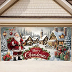 Santa's Christmas Town Banner 16x7 Ft - Jolly Santa with Village Scene and Merry Christmas for Double Car Garage Display - Image 2